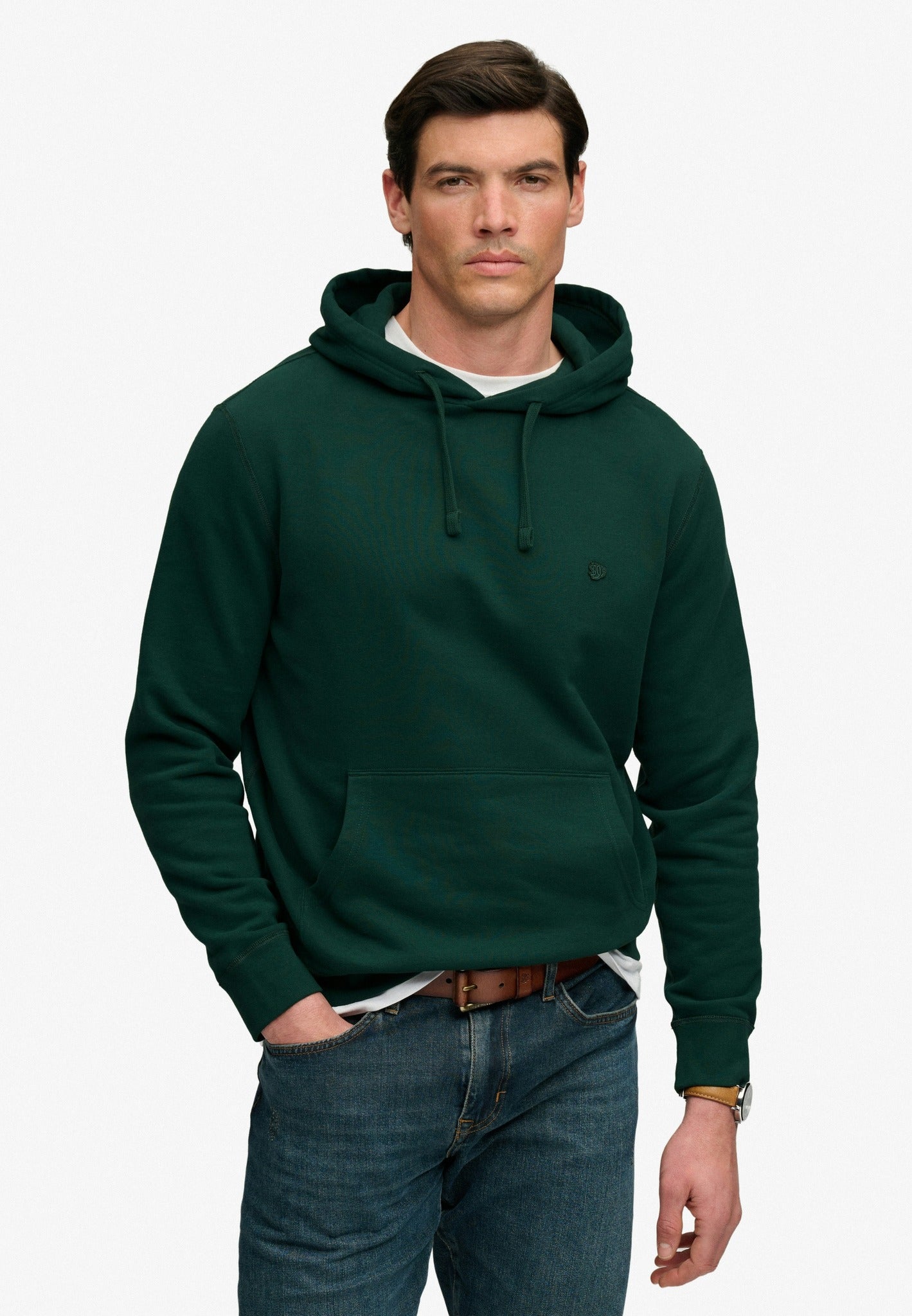 Superdry Essential Sdco Logo Hood in Varsity Green front model view