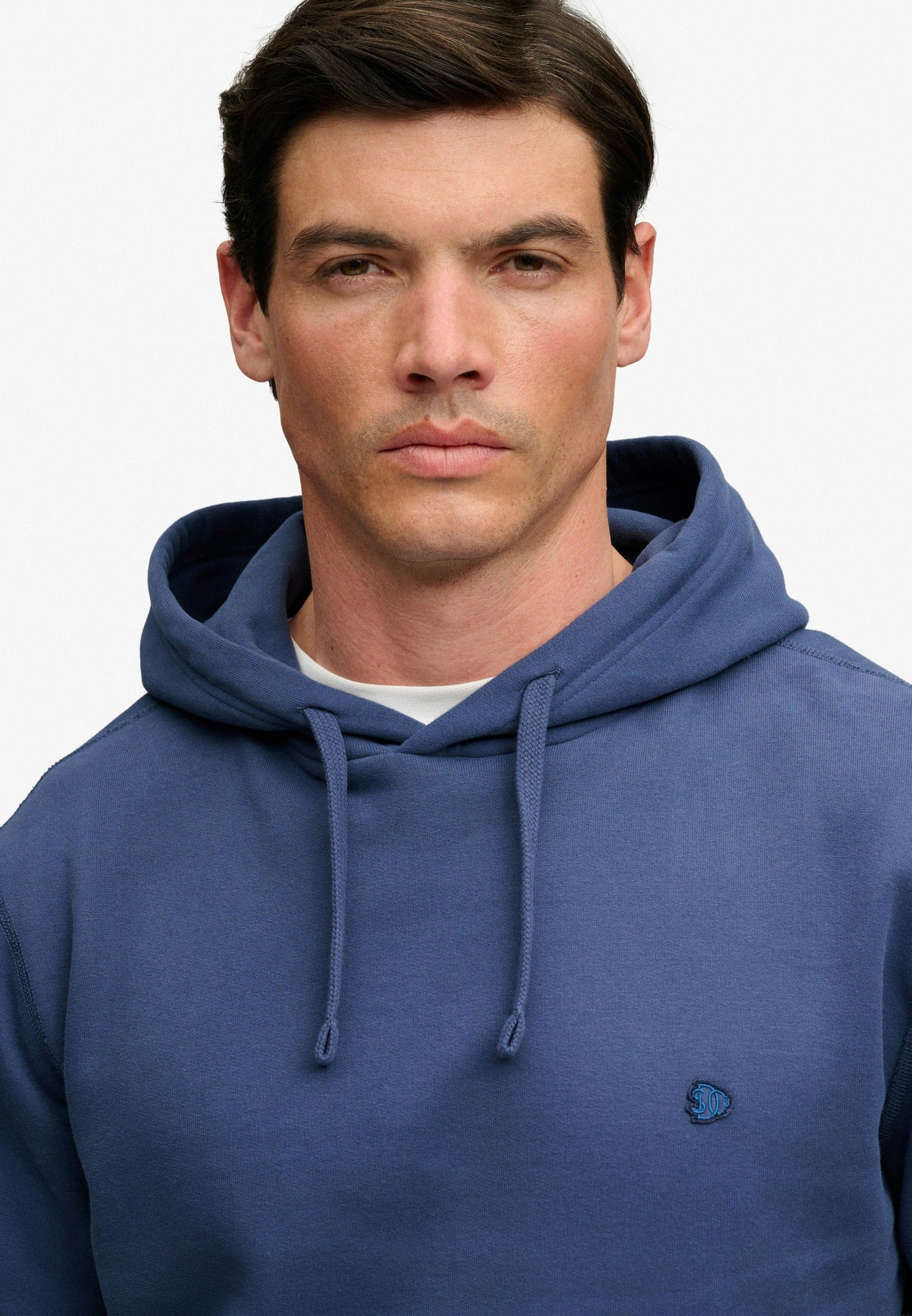 Superdry Essential Sdco Logo Hood in Hampton Blue half model view