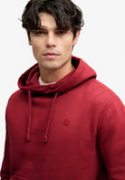 Superdry Essential Sdco Logo Hoodie in League Red upper body model view