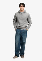 Superdry Essential Sdco Logo Hoodie in Dark Vintage Grey Marl full length model view