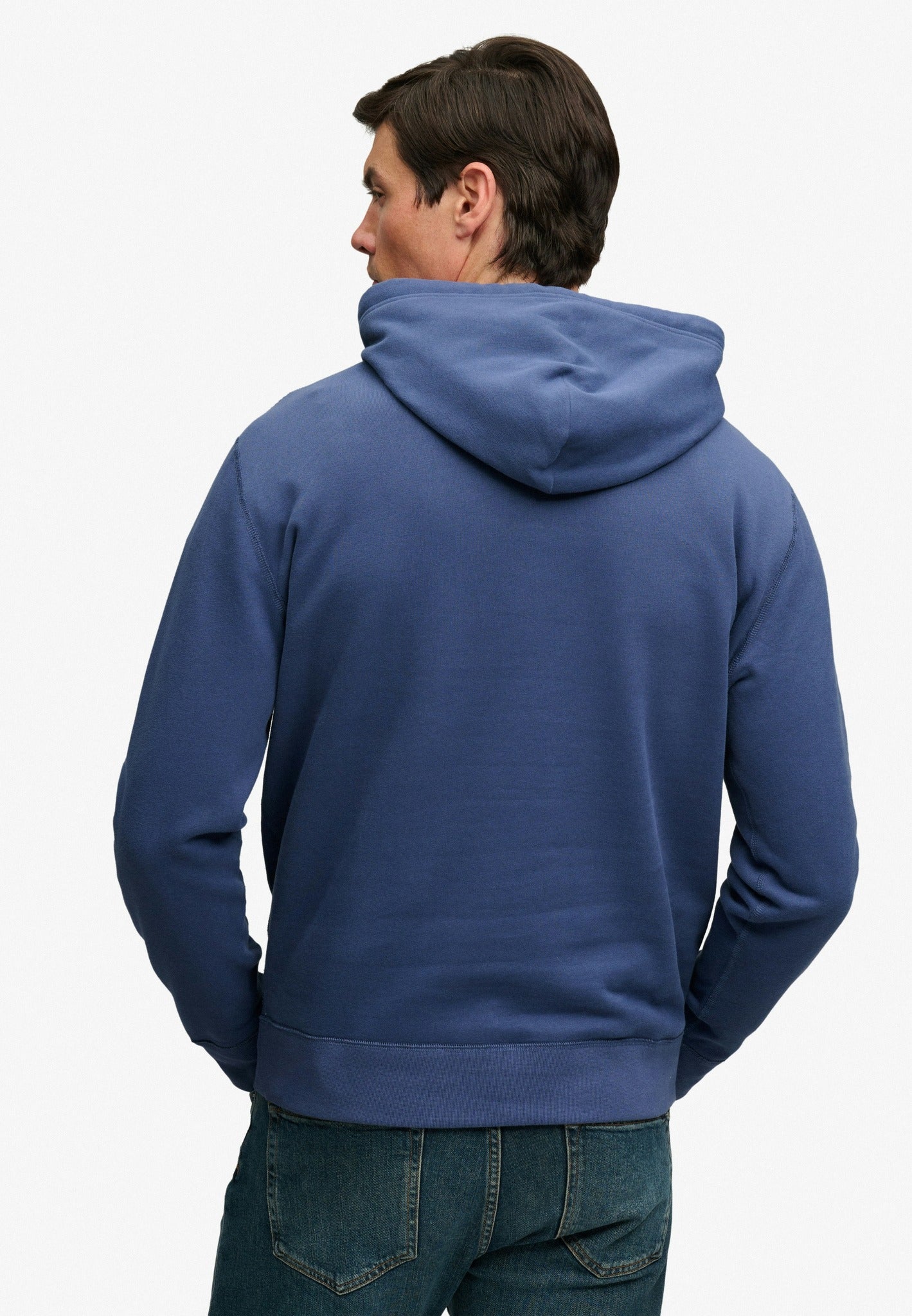 Superdry Essential Sdco Logo Hood in Hampton Blue back model view
