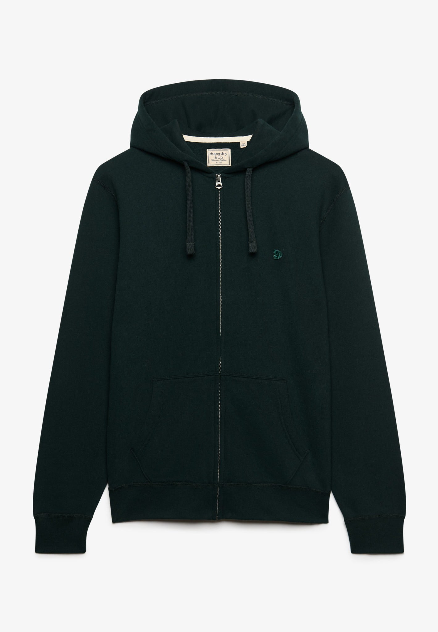 Superdry Essential Sdco Logo Ziphood in Heritage Dark Pine Green front view
