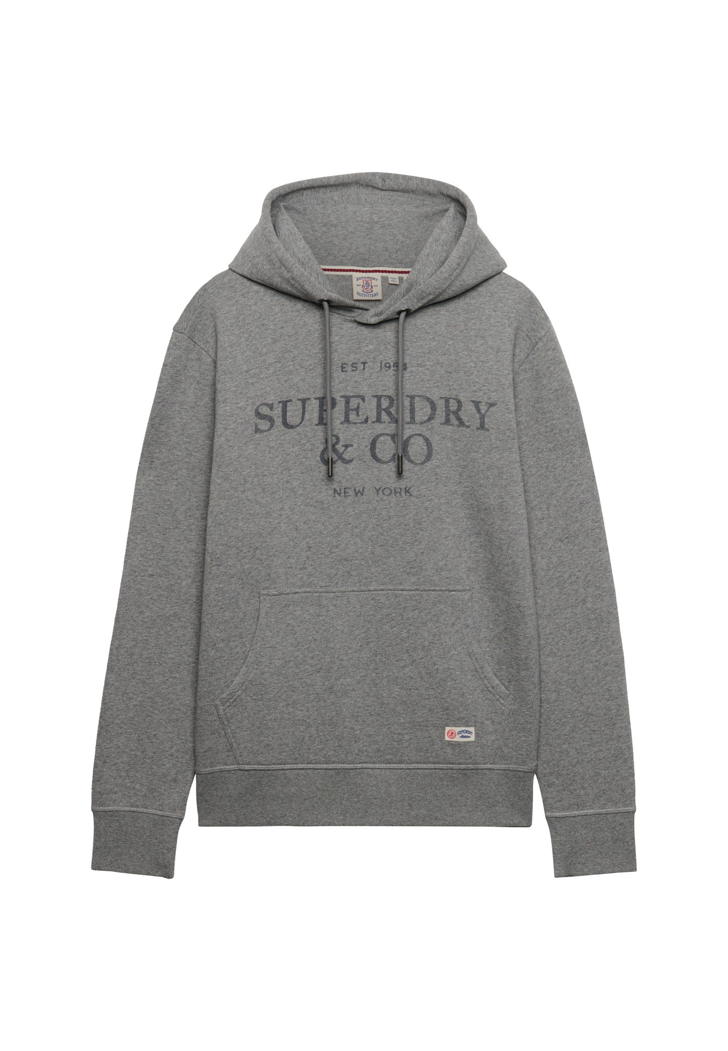 Superdry 1954 Company Relaxed Hood in Dark Vintage Grey Marl angled view