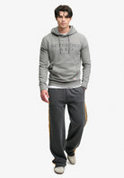 Superdry 1954 Company Relaxed Hood in Dark Vintage Grey Marl full length model view