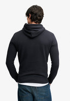 Superdry 1954 Company Relaxed Hoodie in Dark Navy back view on model