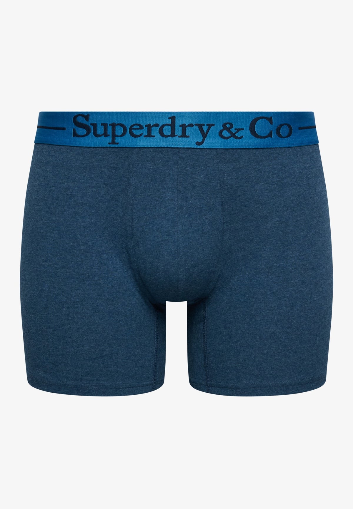 Superdry & Co Boxer Triple Pack in Navy Marl/Indigo Marl/Bluegrit logo waistband detail