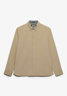 Superdry Classic Needle Cord Shirt in Stone Wash Taupe Brown front view