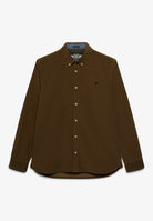 Superdry Classic Needle Cord Shirt in Winter Twig Beige front view