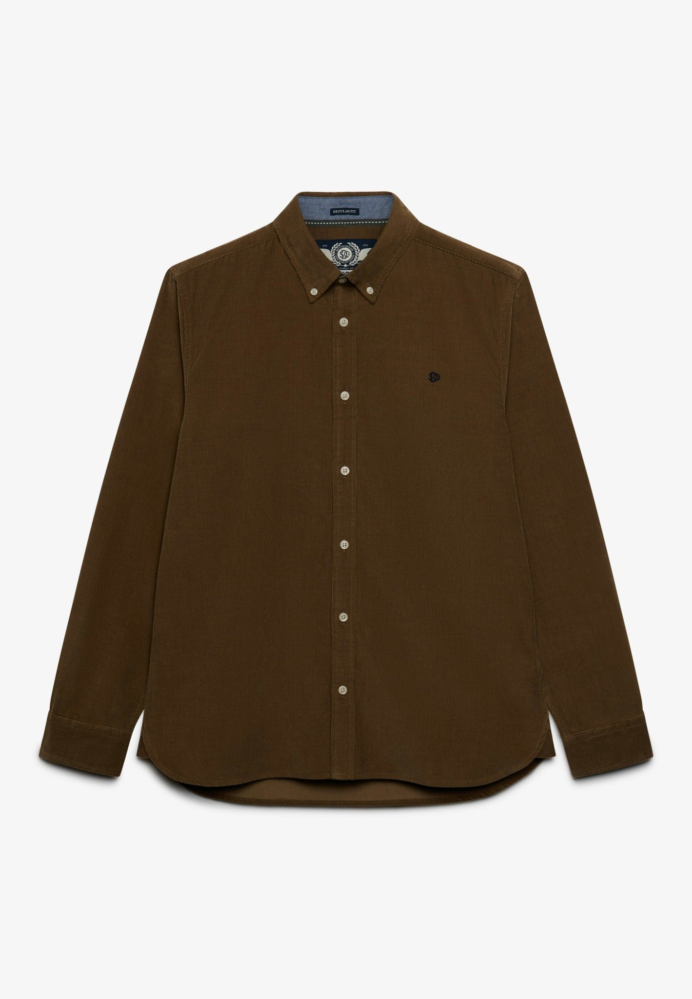 Superdry Classic Needle Cord Shirt in Winter Twig Beige front view