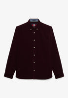 Superdry Classic Needle Cord Shirt in Winter Port front view