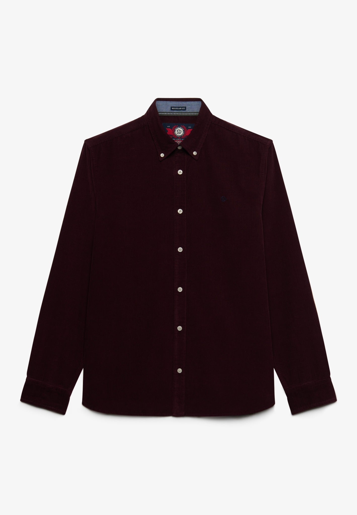 Superdry Classic Needle Cord Shirt in Winter Port front view