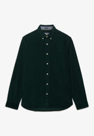 Superdry Classic Needle Cord Shirt in Eagle Green front view