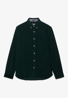 Superdry Classic Needle Cord Shirt in Eagle Green angled view