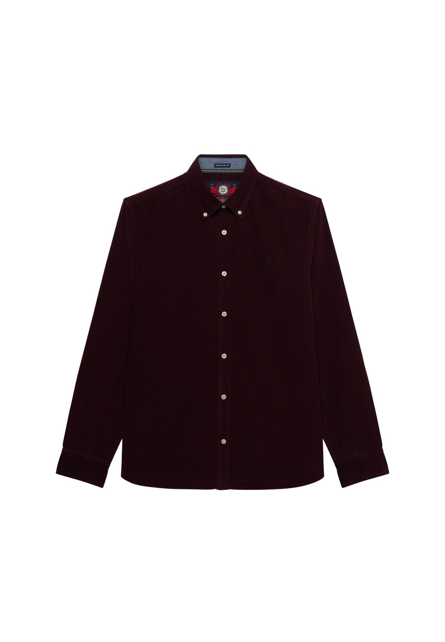 Superdry Classic Needle Cord Shirt in Winter Port angled view