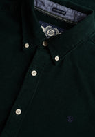 Superdry Classic Needle Cord Shirt in Eagle Green collar and cord texture detail