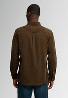 Superdry Classic Needle Cord Shirt in Winter Twig Beige back view on model