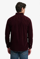Superdry Classic Needle Cord Shirt in Winter Port back view on model