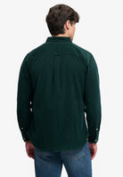 Superdry Classic Needle Cord Shirt in Eagle Green back view on model
