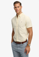 SUPERDRY Preppy Oxford S/s Shirt-Pastel Yellow Chambray Pastel Yellow Chambray front view