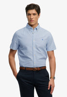 SUPERDRY Preppy Oxford Short Sleeve Shirt-Sky Blue Stripe Sky Blue Stripe front view