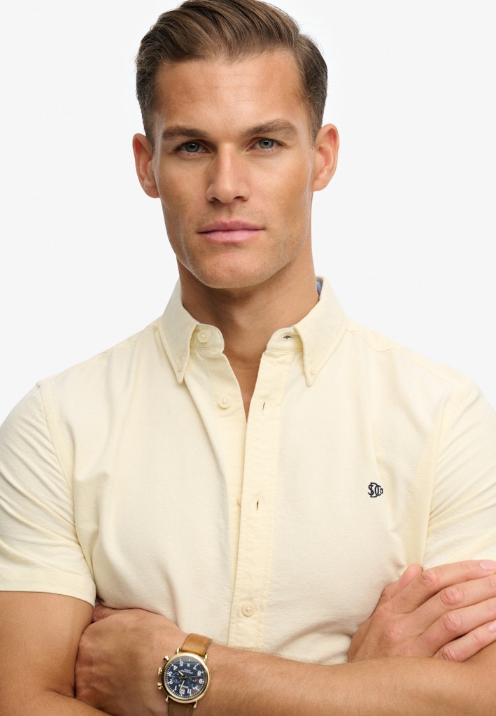 SUPERDRY Preppy Oxford S/s Shirt-Pastel Yellow Chambray Pastel Yellow Chambray detail view