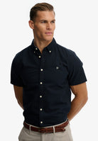 SUPERDRY Preppy Oxford Short Sleeve Shirt-Eclipse Navy ECLIPSE NAVY side view