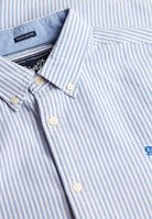 SUPERDRY Preppy Oxford Short Sleeve Shirt-Sky Blue Stripe Sky Blue Stripe flat front view