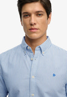 SUPERDRY Preppy Oxford Short Sleeve Shirt-Sky Blue Stripe Sky Blue Stripe detail view
