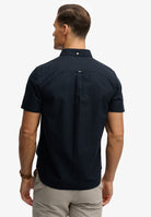 SUPERDRY Preppy Oxford Short Sleeve Shirt-Eclipse Navy ECLIPSE NAVY flat front view