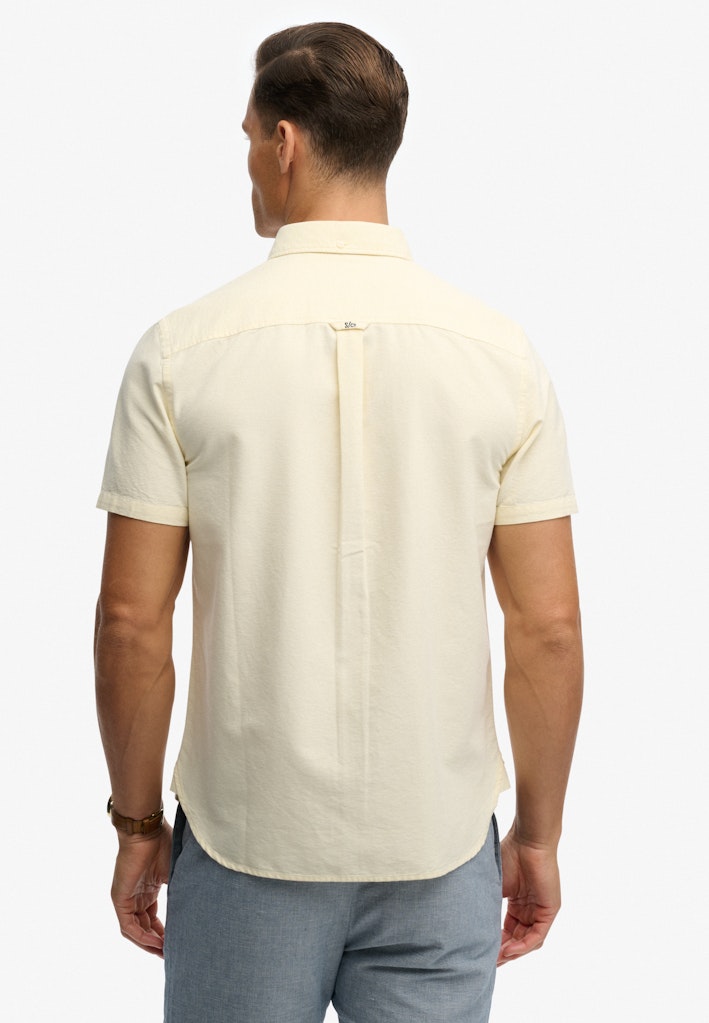 SUPERDRY Preppy Oxford S/s Shirt Pastel Yellow Chambray short sleeve back view
