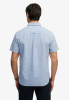 SUPERDRY Preppy Oxford Short Sleeve Shirt-Sky Blue Stripe Sky Blue Stripe back view