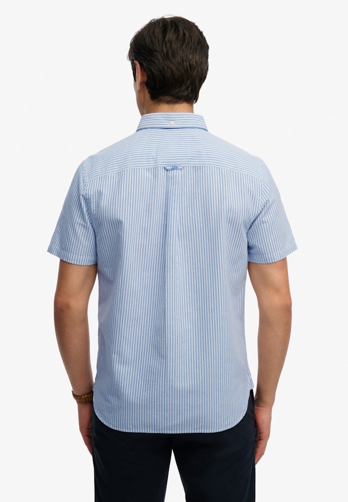 SUPERDRY Preppy Oxford Short Sleeve Shirt-Sky Blue Stripe Sky Blue Stripe back view