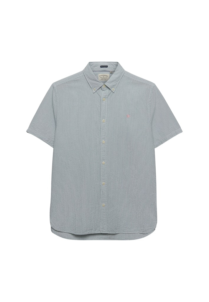 SUPERDRY Classic Seersucker Short Sleeve Shirt-Cream/green Cream/Green alternate view