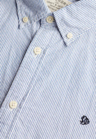 SUPERDRY Classic Seersucker short sleeve shirt-Cream/blue Cream/Blue close up view