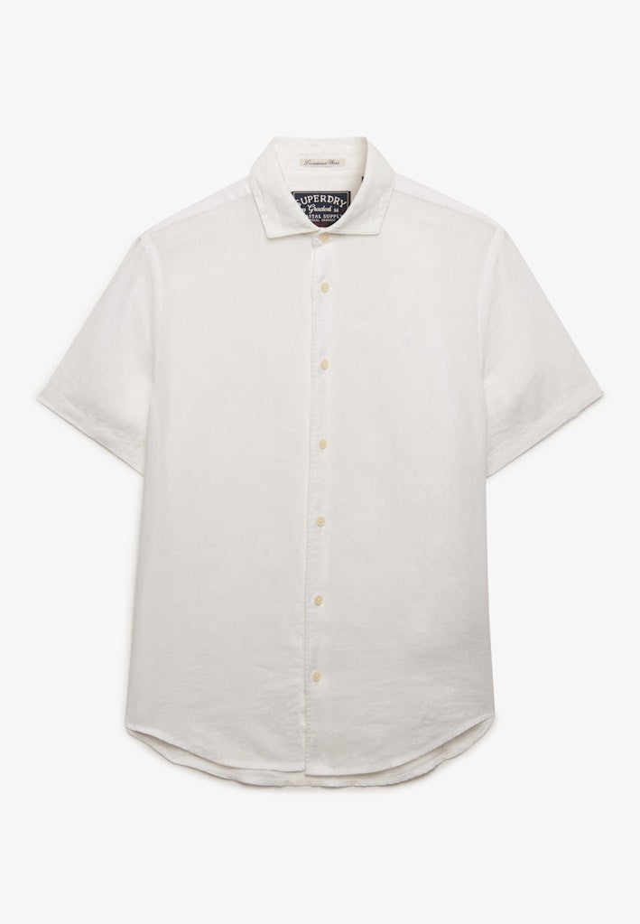 SUPERDRY Riviera S/s Linen Shirt Optic short sleeve shirt front view