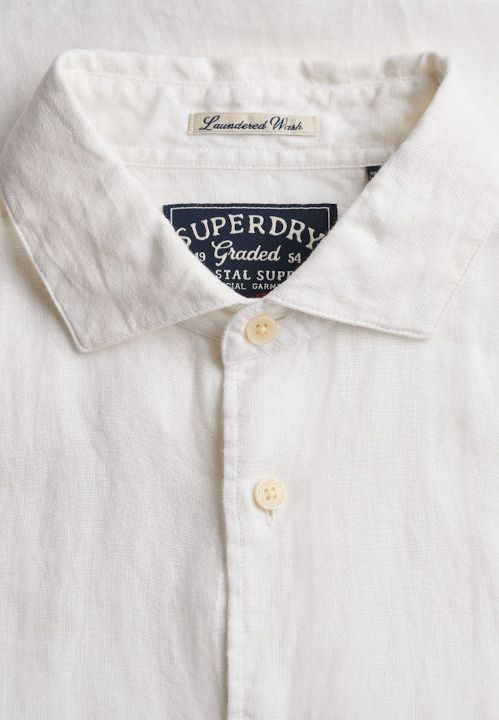 SUPERDRY Riviera S/s Linen Shirt Optic collar and button front detail