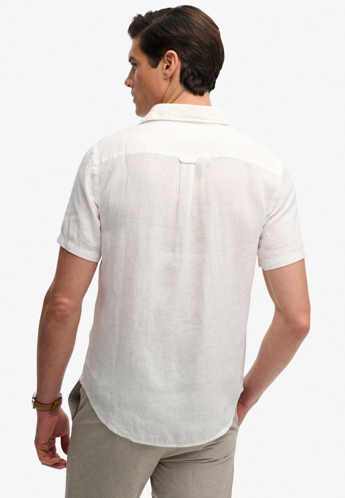 SUPERDRY Riviera S/s Linen Shirt-Optic optic flat front view