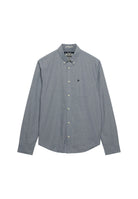 Angled view of Superdry Preppy Poplin Long Sleeve Shirt in Navy Micro Houndstooth