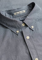Collar detail on Superdry Preppy Poplin Long Sleeve Shirt in Navy Micro Houndstooth