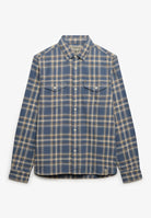 SUPERDRY Merchant Lite Check Shirt-Flint Blue Check Flint Blue Check flat front view