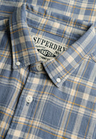 SUPERDRY Merchant Lite Check Shirt-Flint Blue Check Flint Blue Check close up view