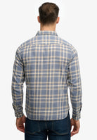 SUPERDRY Merchant Lite Check Shirt-Flint Blue Check Flint Blue Check side view