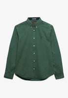 Superdry Garment Dyed Long Sleeve Shirt in Tumbled Green front view