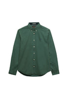 Superdry Garment Dyed Long Sleeve Shirt in Tumbled Green angled view