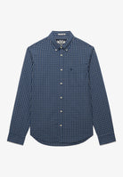 Superdry Preppy Poplin Long Sleeve Shirt in Glen Blue Check front view
