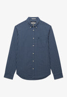 Superdry Preppy Poplin Long Sleeve Shirt in Glen Blue Check angled view
