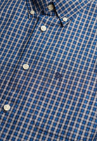 Superdry Preppy Poplin Long Sleeve Shirt in Glen Blue Check button placket detail