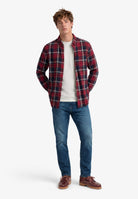 Superdry Long Sleeve Cotton Lumberjack Shirt in Peyton Check Eclipse Navy full length model view