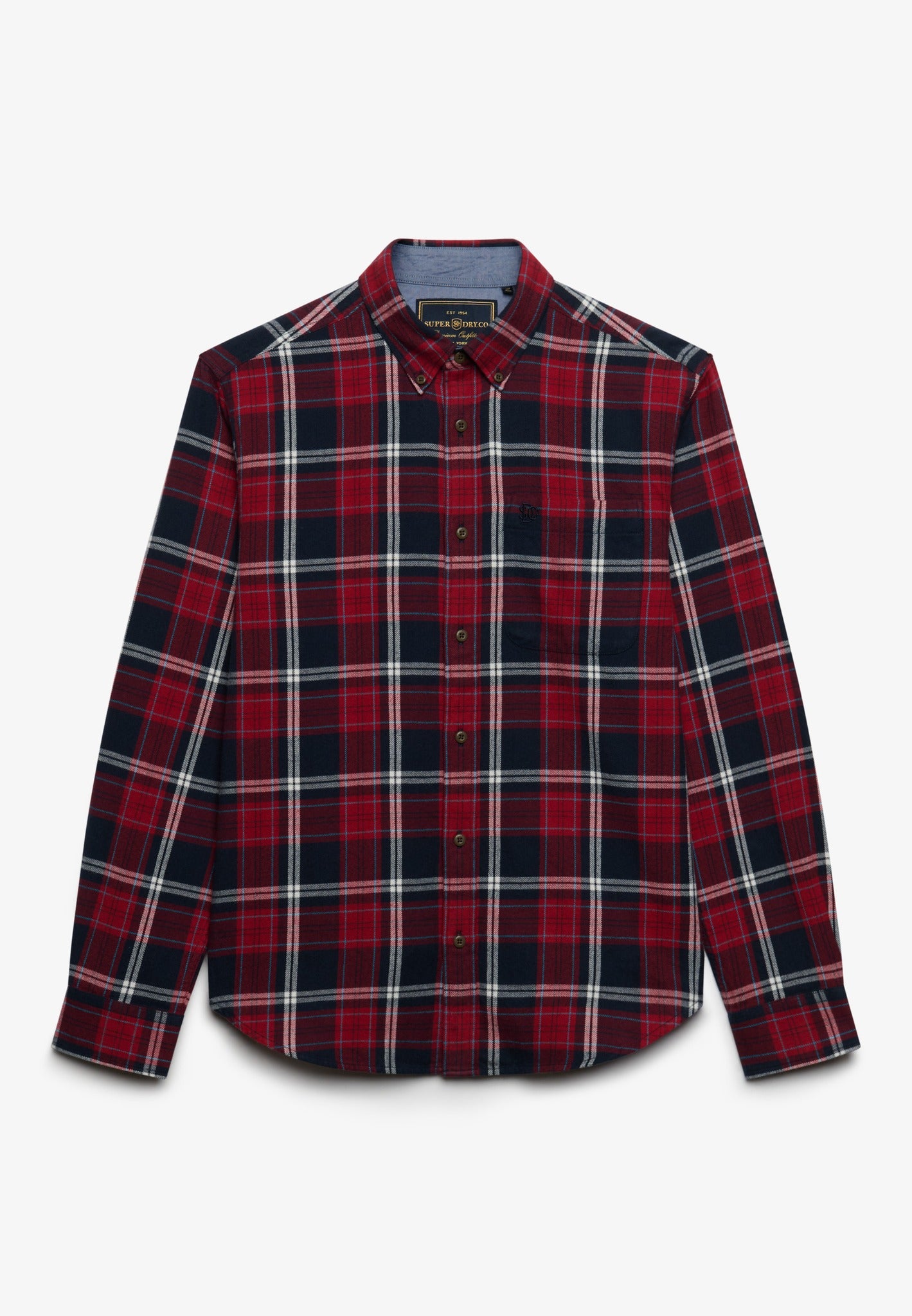 Superdry Long Sleeve Cotton Lumberjack Shirt in Peyton Check Eclipse Navy front view