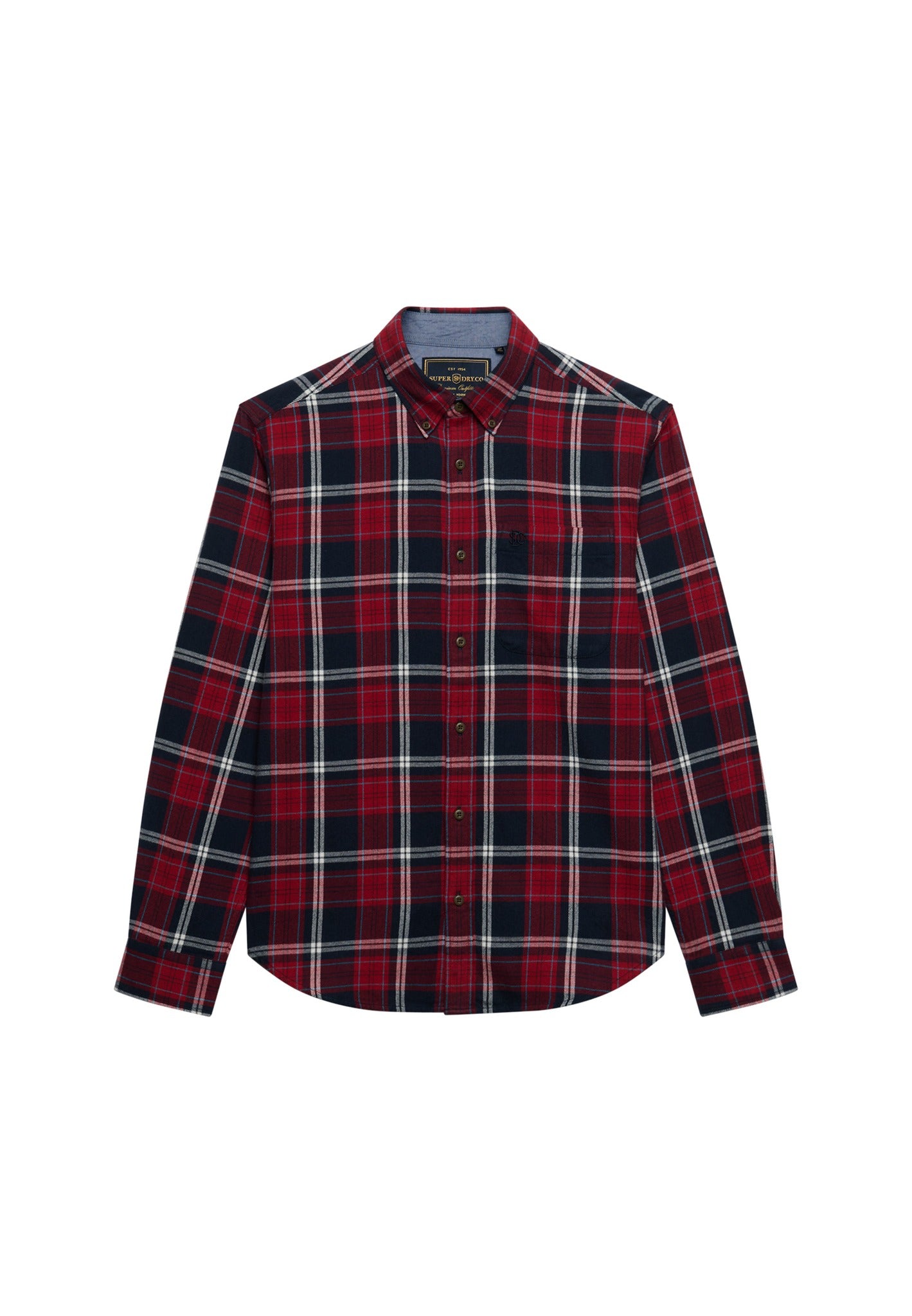 Superdry Long Sleeve Cotton Lumberjack Shirt in Peyton Check Eclipse Navy angled view